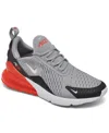 Nike Kids Air Max 270 Casual Sneakers From Finish Line In Wolf Gray,white