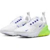 Nike Kids' Air Max 270 Sneaker In White/blue/volt