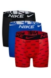 Nike Boys' 3 Pack Essential Boxer Briefs - Little Kid, Big Kid In Black/blue/red
