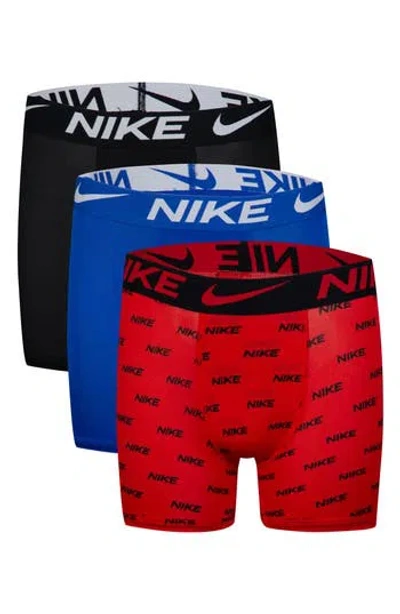 Nike Kids' Assorted 3-pack Micro Essentials Boxer Briefs In Black/blue/red
