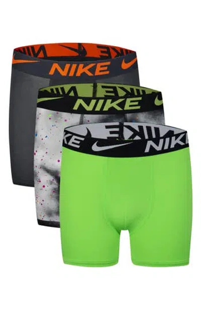 Nike Kids' Assorted 3-pack Micro Essentials Boxer Briefs In Black/green Strike
