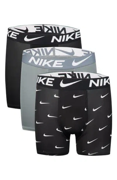 Nike Kids' Assorted 3-pack Micro Essentials Boxer Briefs In Grey/black