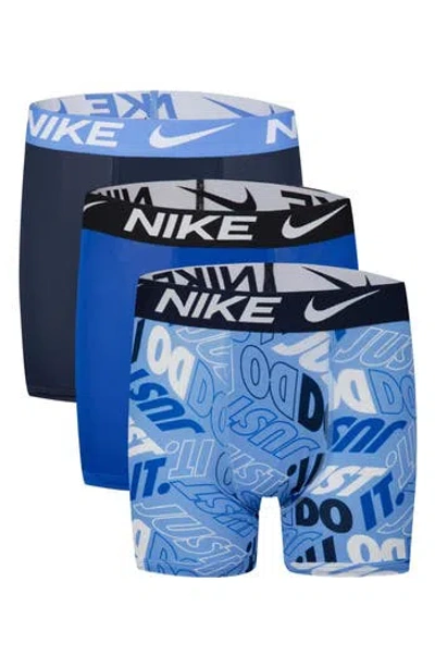 Nike Kids' Assorted 3-pack Micro Essentials Boxer Briefs In White/university Blue