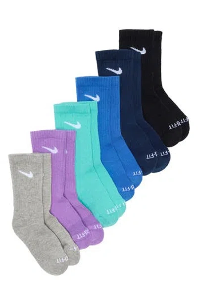 Nike Kids' Basic Swoosh Rib Crew Socks In Greenfrost