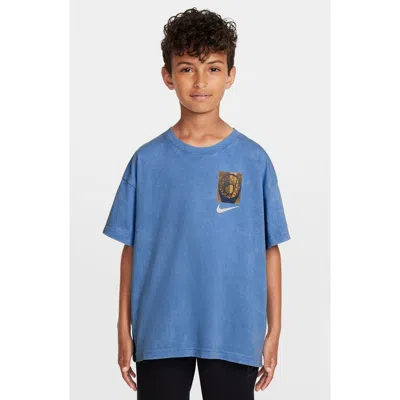Nike Kids' Basketball Square Max90 Graphic T-shirt In University Blue