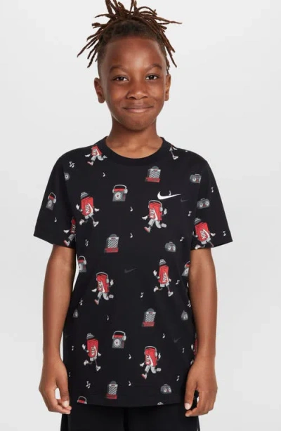 Nike Kids' Boxy Allover Print T-shirt In Black