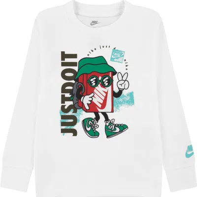 Nike Kids' Boxy Peace Long Sleeve Graphic T-shirt In White