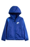 Nike Kids' Camo Print Fleece Lined Windbreaker In Blue