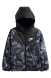 Nike Kids' Camo Print Fleece Lined Windbreaker In Blue
