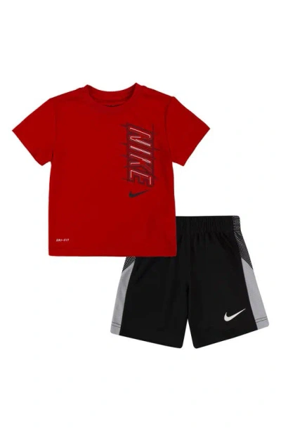 Nike Kids' Clock Logo Graphic T-shirt & Shorts Set In Red