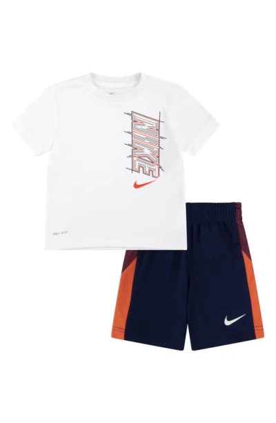 Nike Kids' Clock Logo Graphic T-shirt & Shorts Set In Blue Void