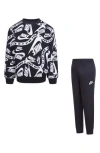 Nike Kids' Club Allover Print Sweatshirt & Joggers Set In Black