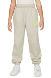Nike Kids' Club Cotton Blend Fleece Sweatpants In Light Bone/ Volt