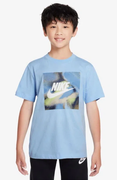 Nike Kids' Club Express Metallic Graphic T-shirt In Psychic Blue