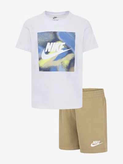 Nike Kids Club Express T-shirt And Shorts Set In Beige