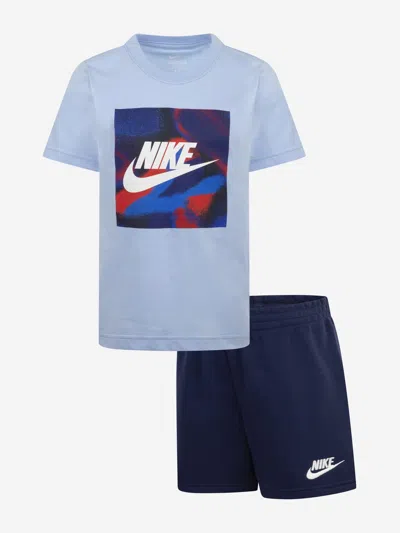Nike Kids Club Express T-shirt And Shorts Set In Blue