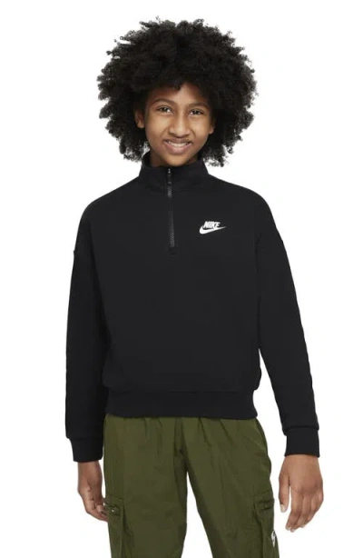 Nike Phoenix Half-zip Cropped Sweatshirt In Black