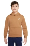 Nike Kids' Club Fleece Hoodie In Flax/white