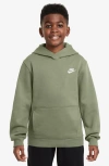 Nike Kids' Club Fleece Hoodie In Oil Green/white