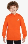 Nike Kids' Club Fleece Hoodie In Safety Orange/white