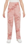 Nike Kids' Club French Terry Wide Leg Pants In Red Stardust/white