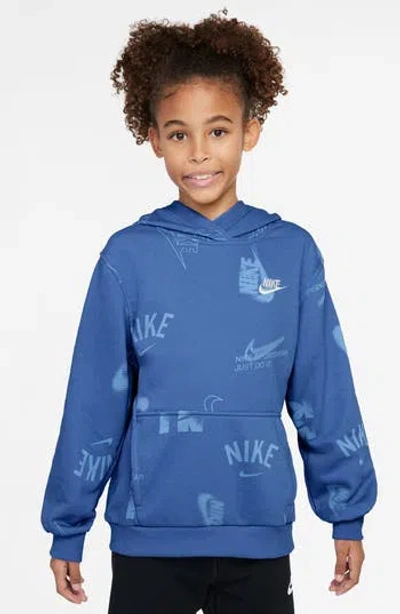 Nike Kids' Club Hoodie In Blue