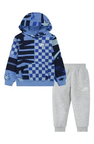 Nike Kids' Club Lifestyle Pullover Hoodie & Joggers Set In Blue