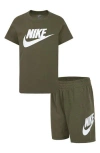 Nike Kids' Club Logo Graphic T-shirt & Shorts Set In Medium Olive