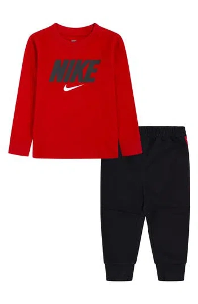Nike Kids' Club Long Sleeve T-shirt & Joggers Set In Red
