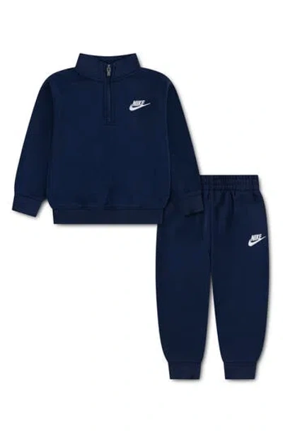 Nike Kids' Club Quarter Zip Fleece Set In Blue