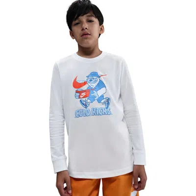Nike Kids' Cold Kicks Long Sleeve Graphic T-shirt In White