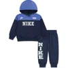 Nike Kids' Colorblock Graphic Hoodie & Joggers Set In Blue