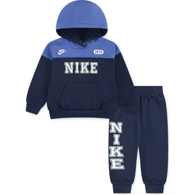 Nike Kids' Colorblock Graphic Hoodie & Joggers Set In Blue