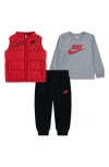 Nike Kids' Colorblock Puffer Vest, Logo T-shirt & Fleece Joggers Set In Multi