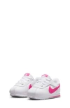 Nike Kids' Cortez Easyon Sneaker In White/ Laser Fuchsia