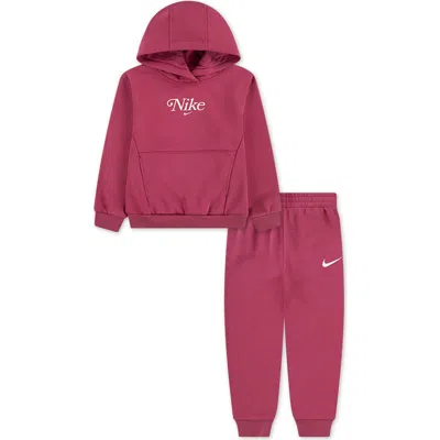 Nike Kids' Cotton Blend Hoodie & Joggers Set In Red