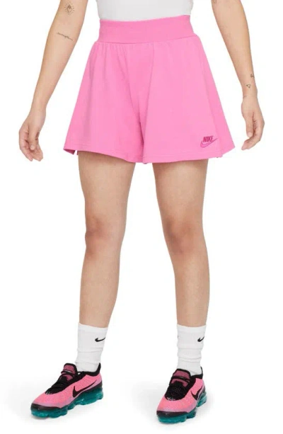 Nike Kids' Cotton Jersey Shorts In Playful Pink/ Active Fuchsia