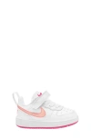 Nike Kids' Court Borough Low Recraft Sneaker In White/ Orange/ Pinksicle