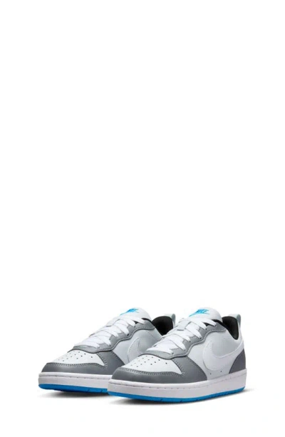 Nike Kids' Court Borough Low Top Sneaker In Platinum/ White/ Grey/ Blue