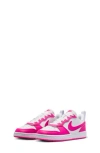 Nike Kids' Court Borough Low Top Sneaker In White/fuchsia
