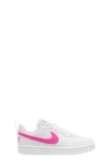 Nike Kids' Court Borough Low Top Sneaker In White/laser Fuchsia