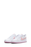 Nike Kids' Court Borough Low Top Sneaker In White/orange/pinksicle