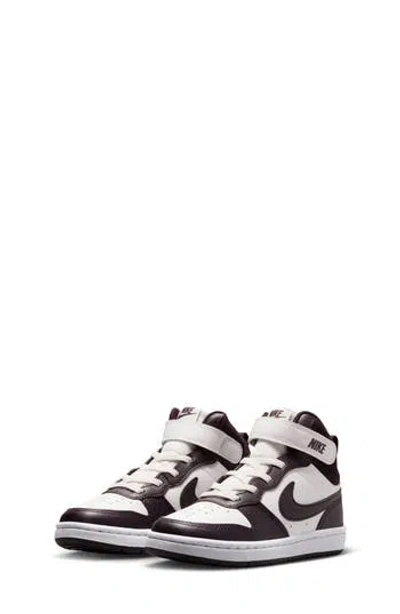 Nike Kids' Court Borough Mid 2 Basketball Shoe In Sail/burgundy