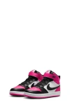 Nike Kids' Court Borough Mid 2 Basketball Shoe In White/black/fierce Pink