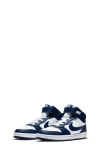 Nike Kids' Court Borough Mid 2 Basketball Shoe In White/blue Void