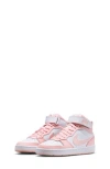 Nike Kids' Court Borough Mid 2 Basketball Shoe In White/echo Pink