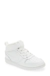 Nike Kids' Court Borough Mid 2 Basketball Shoe In White/white