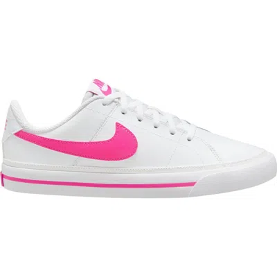 Nike Kids' Court Legacy Sneaker In White/laser Fuchsia