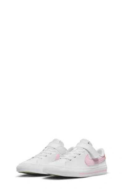 Nike Kids' Court Legacy Sneaker In White/pink