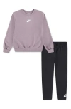 Nike Kids' Crewneck Sweatshirt & Leggings Set In Gray